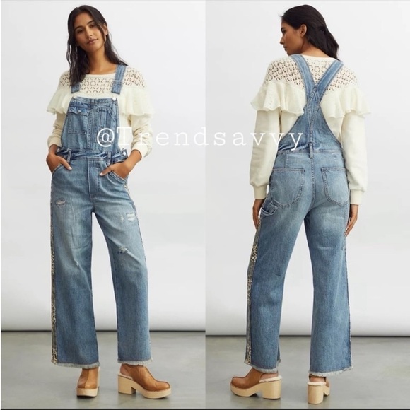 Anthropologie Denim - ANTHROPOLOGIE Overalls Jean Button Distressed Relaxed Fits Blue Pilcro 26 NWT